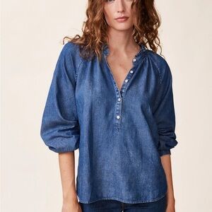 Unsubscribed denim ruffle shirt